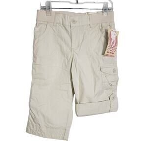 Arizona Size 6 Girls Reg Ivory Shorts 5 Pockets Button Front Elastic Band Nwt